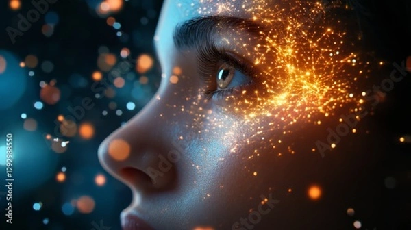 Obraz Futuristic Concept of Anti-Aging with Molecular Inspiration and Glow