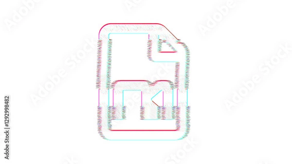 Obraz Icon file video is distorted. Glitch. Noise, chromatic aberration, geometric distortion