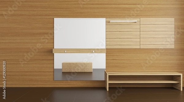 Fototapeta The Modern hallway with furniture. 3D rendering