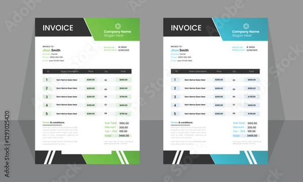 Fototapeta Invoice minimal design template. Bill form business invoice accounting