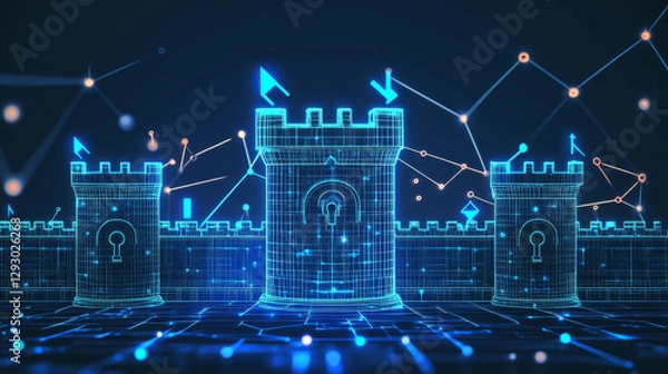 Fototapeta digital fortress with impenetrable walls and advanced security features