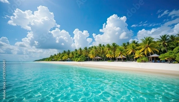 Obraz tropical beach with coconut palm trees