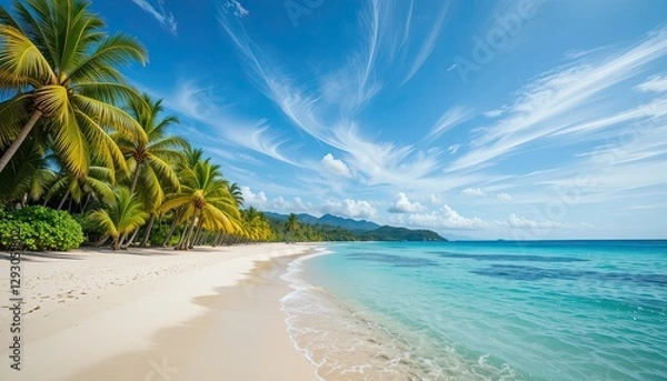 Obraz tropical beach with coconut palm trees