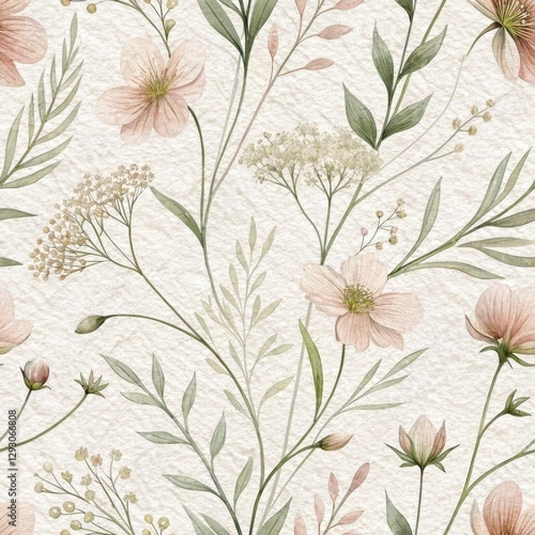 Fototapeta Seamless Floral Pattern Design Studio Workspace Digital Art Nature-Inspired Aesthetic Close-Up View Creative Concepts