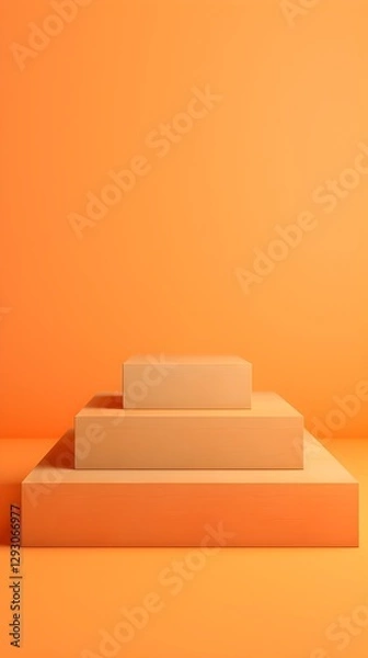 Fototapeta Minimalist Orange Product Display Stand with Three Platforms