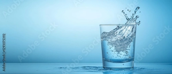 Obraz A glass of water with a splash of water on the table