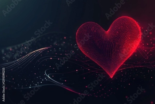 Fototapeta Radiant Red Heart Vector with Glowing Effect