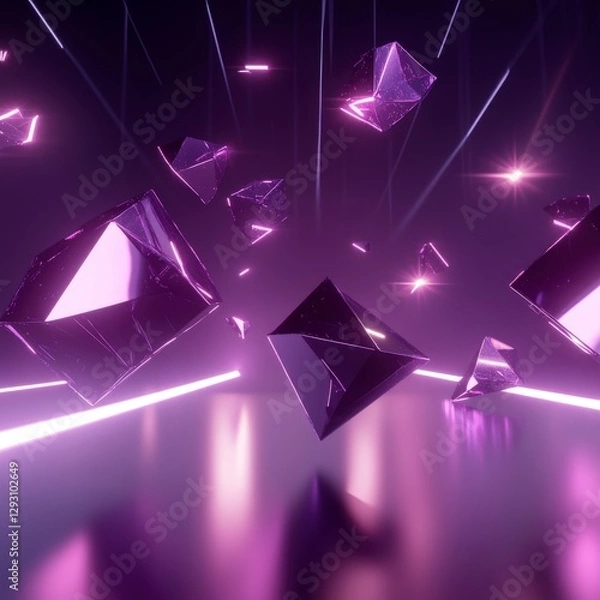 Obraz Purple Geometric Shapes in a Digital Art Composition