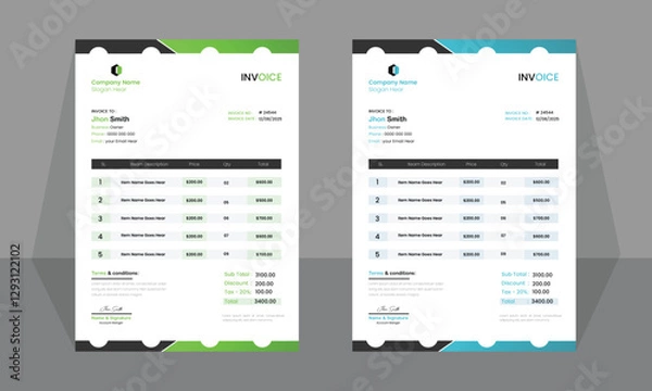 Fototapeta Clean invoice template vector design with mockup, invoice, design.