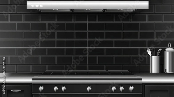 Obraz Modern Kitchen Design with Stylish Appliances and Elegant Layout