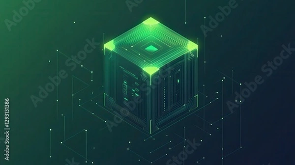 Obraz Abstract Digital Cube: A Futuristic Technology Visualization