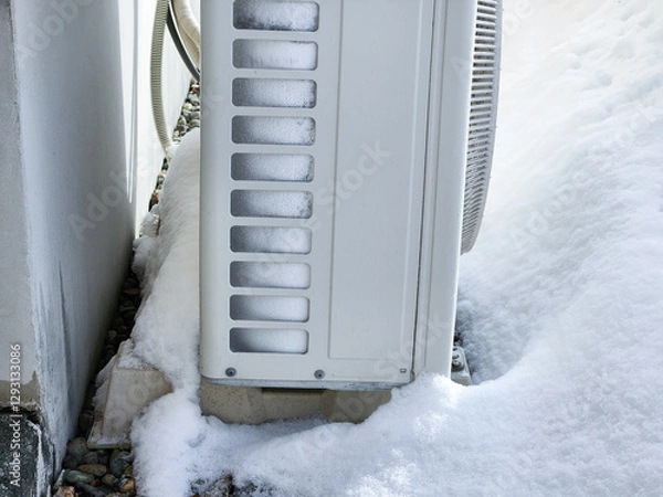 Fototapeta エアコン室外機　冬　雪　低温