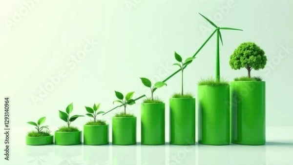 Fototapeta Устойчивое развитие, график выбросов CO2 в энергетике, Цели устойчивого развития планеты.Окружающая среда в мире