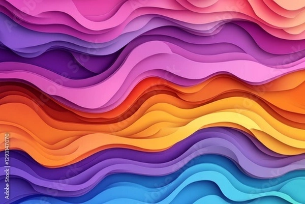Fototapeta Colorful abstract wavy patterns create a vibrant backdrop with smooth gradients and layered effects displayed in dynamic form