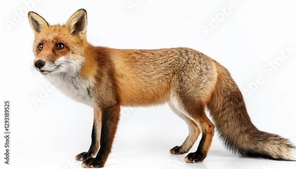 Fototapeta Striking Portrait of a Fox Amidst Pure White Backdrop, Radiating Elegance and Wild Mystique in the Midst of Tranquil Serenity.