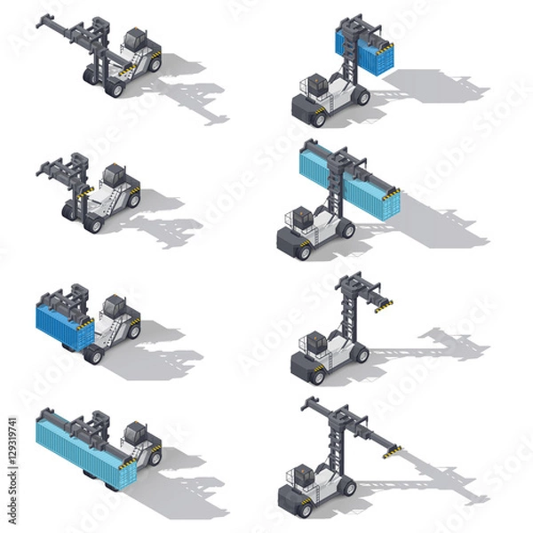 Obraz Full container port loader isometric icon set