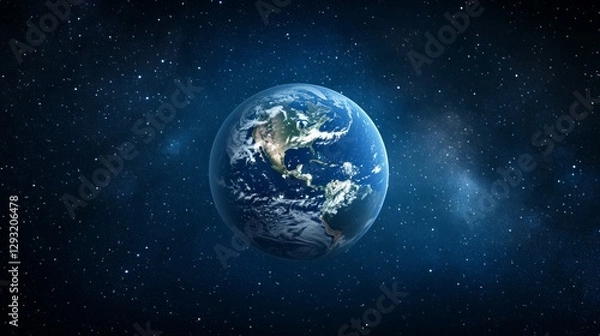 Fototapeta Earth globe in starry space, symbolizing unity and infinite possibilities.