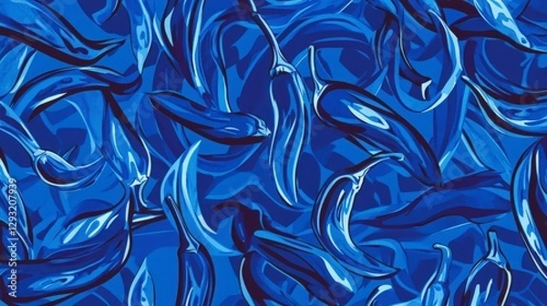 Obraz Vibrant Blue Chili Peppers Abstract Pattern Design