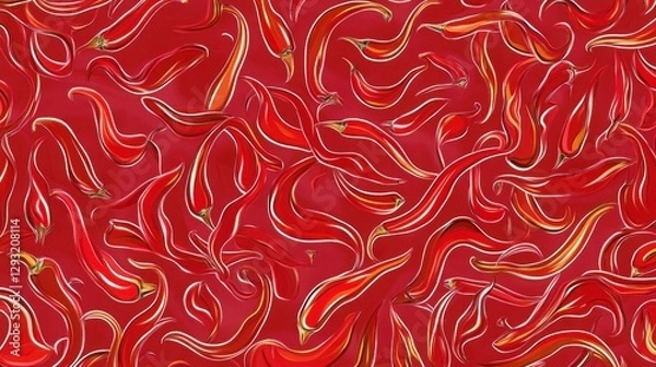 Obraz Stunning Red Chili Pepper Pattern Design for Home Decor
