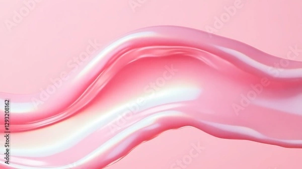 Fototapeta Smooth Flowing Pink Cream on Soft Pastel Background for Backgrounds and Textures