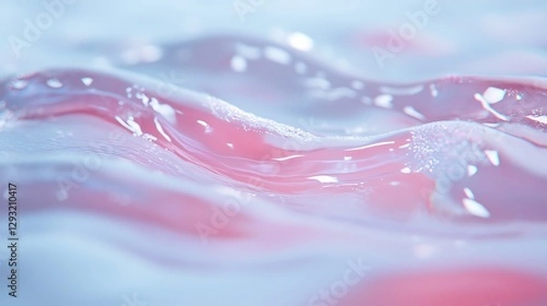 Fototapeta Soft and Dreamy Water Surface with Gentle Waves and Abstract Fluid Shapes in Pastel Pink and Blue Tones