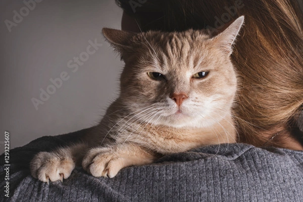 Obraz Unimpressed and offended grumpy cat closeup portrait