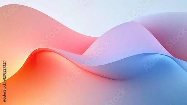 Fototapeta Envision a modern abstract background characterized by smooth, sweeping curves and delicate, interwoven lines set against a pristine white backdrop