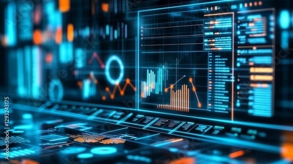 Fototapeta Track business performance with dashboards that use big data to understand customer needs and predict future business results.