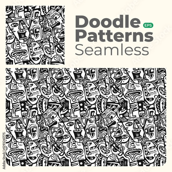 Fototapeta Doodle abstract full color patterns seamless