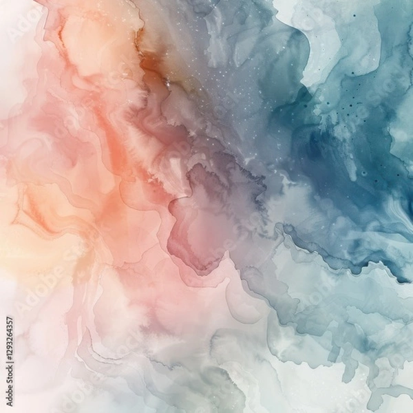 Fototapeta Abstract Watercolor Design With Soft Blue and Pink Tones