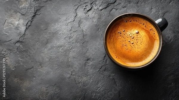 Fototapeta Dark Espresso on Slate, Top View