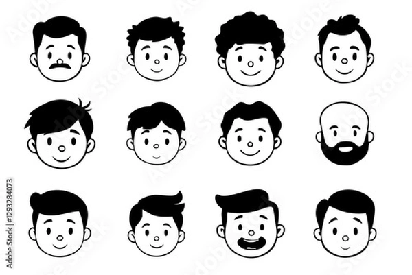 Obraz Cute Boy Face Doodle