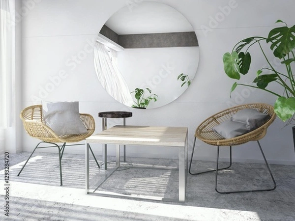 Obraz modern cafe interior table chair set