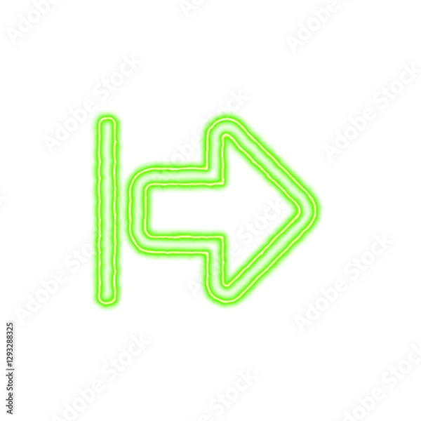 Fototapeta Icon arrow from left from the flow of energy of green color. Shimmering neon