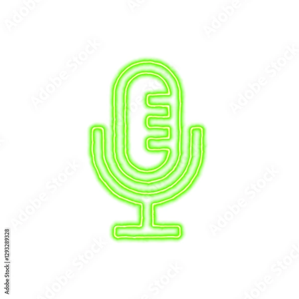 Fototapeta Icon microphone from the flow of energy of green color. Shimmering neon