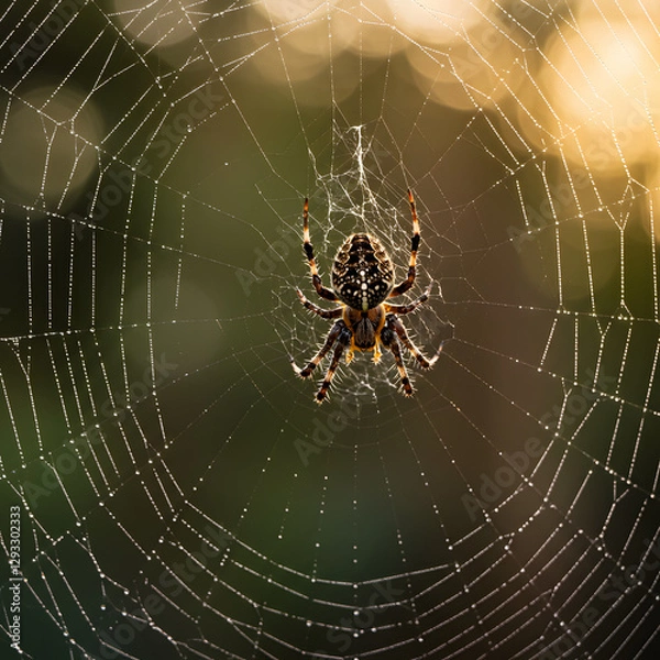 Fototapeta Spider in the web in outdoor 