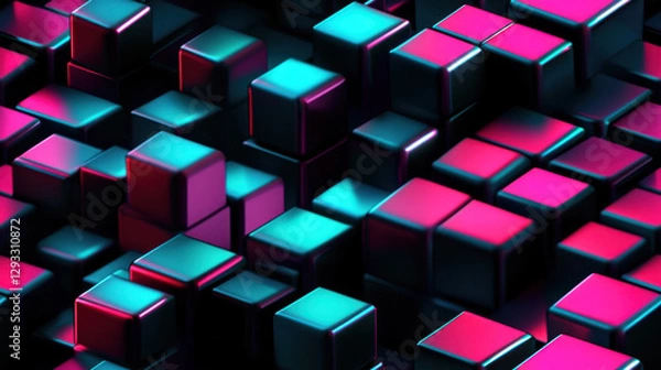 Obraz Colorful 3D cubes create optical illusion pattern
