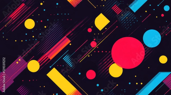 Obraz Abstract geometric pattern with intersecting lines and vibrant circles