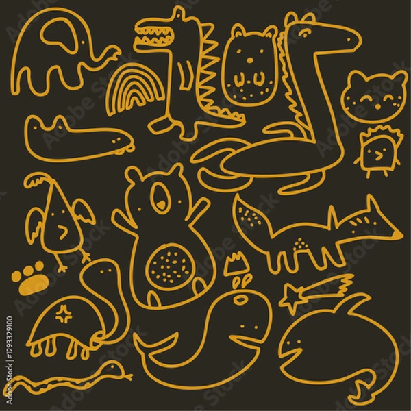 Obraz set hand drawn vector illustration of animal