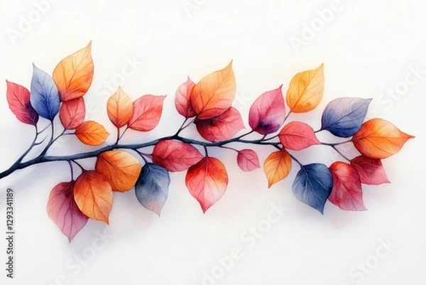 Fototapeta Colorful autumn leaves arranged artistically on a white background showcasing vibrant hues and delicate patterns