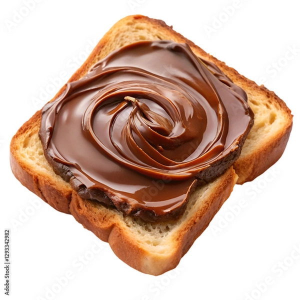 Fototapeta A tasty bread toast with chocolate spread isolated on transparent background