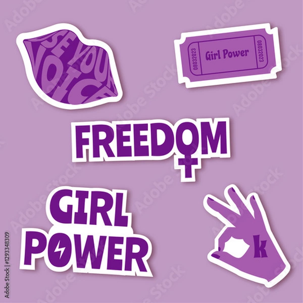 Fototapeta Vector Stickers Girl Power 8M