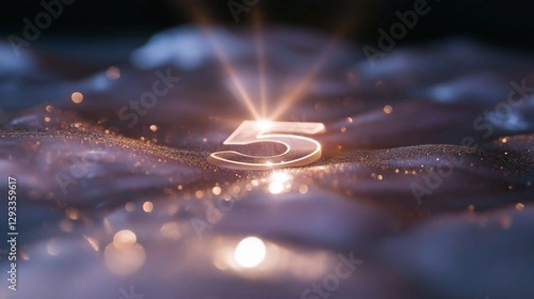 Obraz Glowing number five surrounded by mystical elements represents deeper meanings and symbolism related to numbers