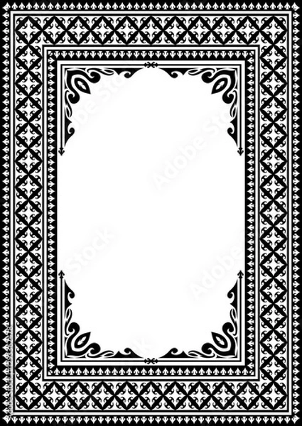 Fototapeta Vintage ornamental frame and border design with ethnic pattern.