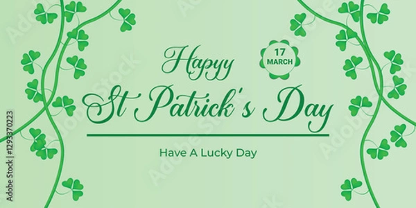 Fototapeta St Patrick's Day happy Irish holiday vector illustration. Saint Patrick's Day, vector web banner design. Happy Saint Patrick's day banner.