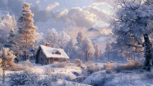 Fototapeta winter landscape in the mountains