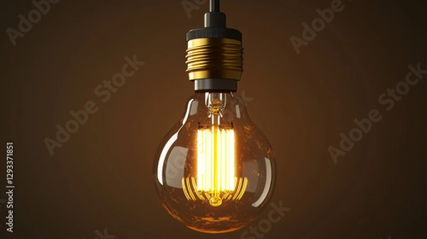 Fototapeta Retro light bulb lamp. Vintage edison filament vector. Realistic electric led glass incandescent design with yellow glow hang on wire. 3d different saving power technology for trendy loft interior