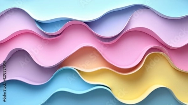 Fototapeta Pastel wave abstract background design, website banner