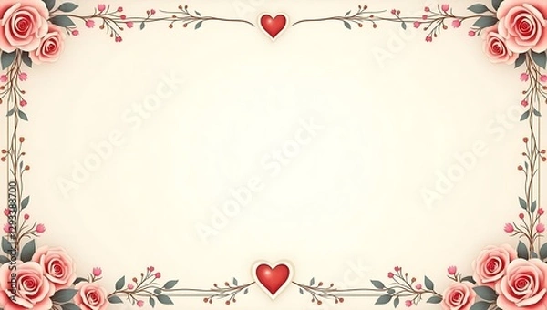 Fototapeta Romantic Rose Border Frame