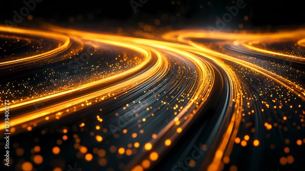 Fototapeta Abstract golden light beams and black lines